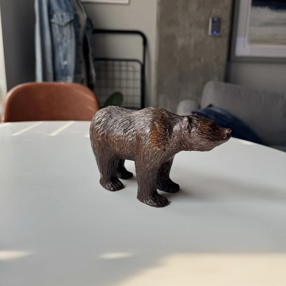 Vintage Grizzly Bear Figurine, Ceramic Wildlife Animal Rustic Cabin Home Decor